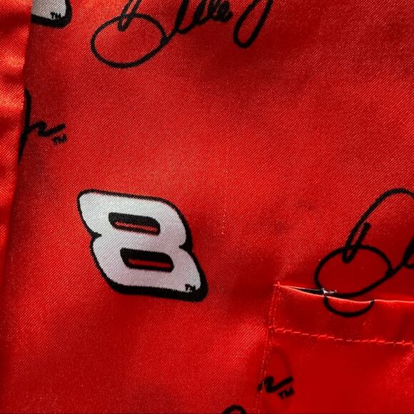 Dale‎ Earnhardt Jr. Satin Pajama Top Red Size M Short Sleeve Nascar Sleepwear - Picture 4 of 8